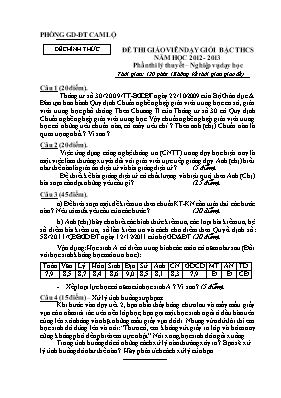 Đề thi giáo viên dạy giỏi bậc THCS năm học 2012 - 2013 (Phần thi lý thuyết  Nghiệp vụ dạy học)